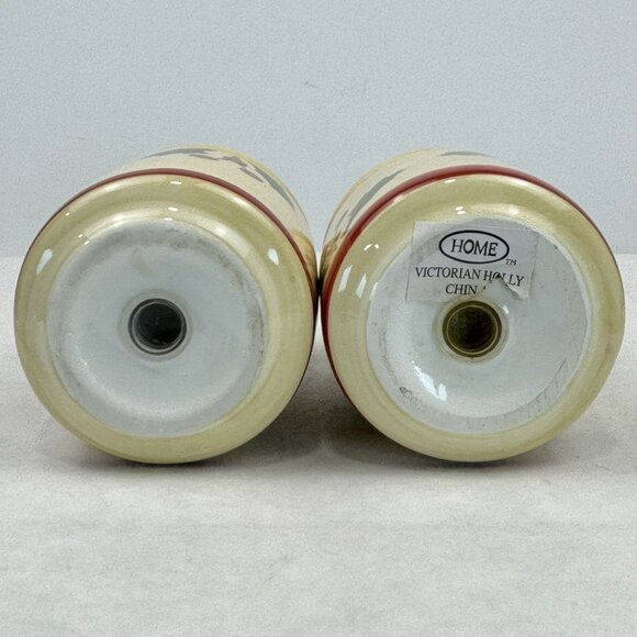 Home Victorian Holly Ceramic Salt & Pepper Shaker Set Christmas Table 4.25" - Picture 6 of 8